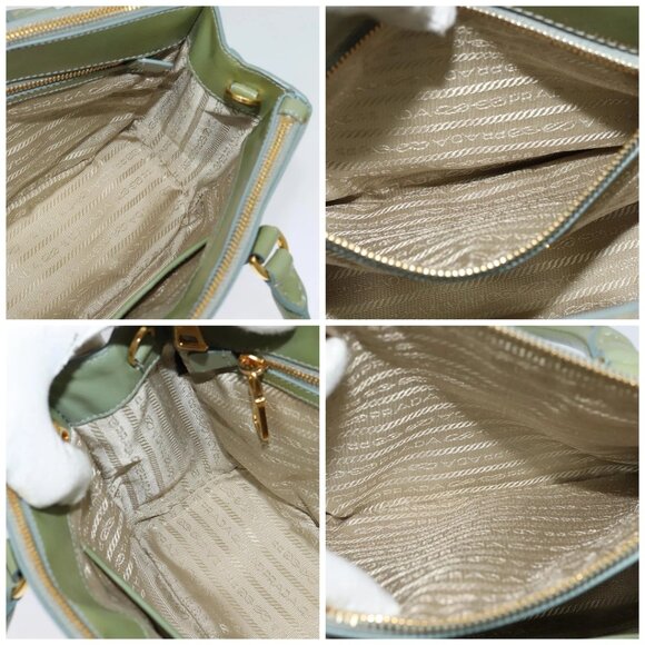 PRADA Galleria Hand Bag Safiano leather 2way Green Gold Auth - Picture 16 of 16